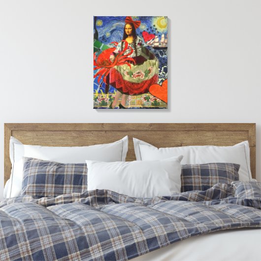 Mona Lisa Fun Zodiac Whimsical Canvas Afdruk (Insitu (Slaapkamer))