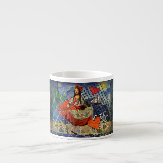 Mona Lisa Fun Zodiac Whimsical Espresso Kop (Voorkant)