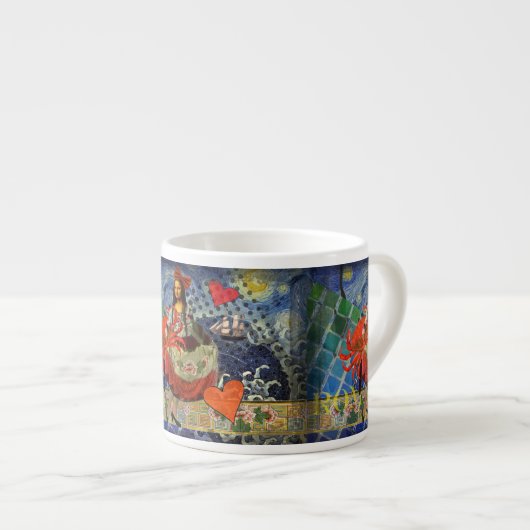 Mona Lisa Fun Zodiac Whimsical Espresso Kop (Voorkant rechts)