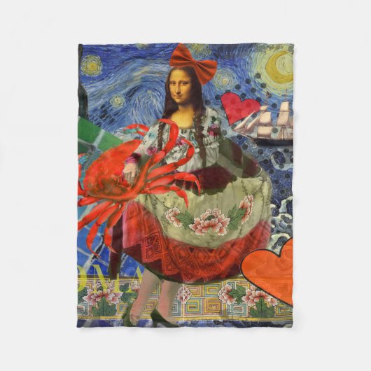 Mona Lisa Fun Zodiac Whimsical Fleece Deken (Voorkant)