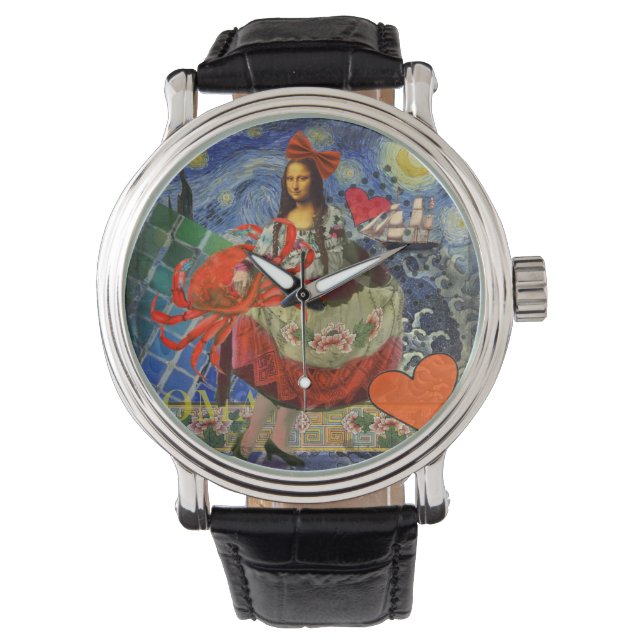 Mona Lisa Fun Zodiac Whimsical Horloge (Voorkant)