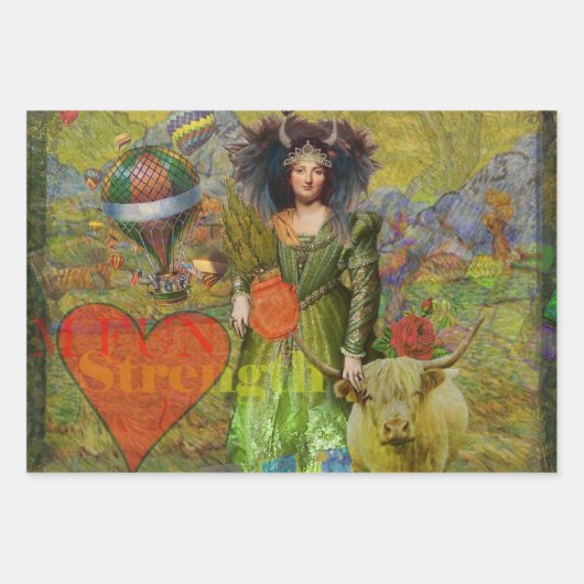 Mona Lisa Fun Zodiac Whimsical Inpakpapier Vel (Voorkant 2)