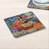 Mona Lisa Fun Zodiac Whimsical Kartonnen Onderzetters (Schuin)