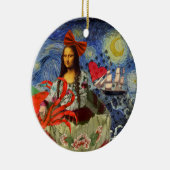 Mona Lisa Fun Zodiac Whimsical Keramisch Ornament (Rechts)