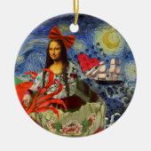 Mona Lisa Fun Zodiac Whimsical Keramisch Ornament (Voorkant)