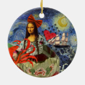 Mona Lisa Fun Zodiac Whimsical Keramisch Ornament (Achterkant)