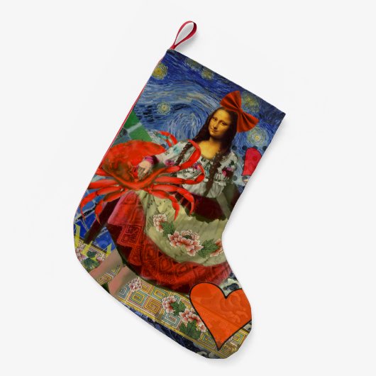 Mona Lisa Fun Zodiac Whimsical Kleine Kerstsok (Voorkant (Hangend))