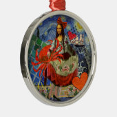 Mona Lisa Fun Zodiac Whimsical Metalen Ornament (Rechts)