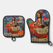 Mona Lisa Fun Zodiac Whimsical Ovenwant & Pannenlap Set (Voorkant)