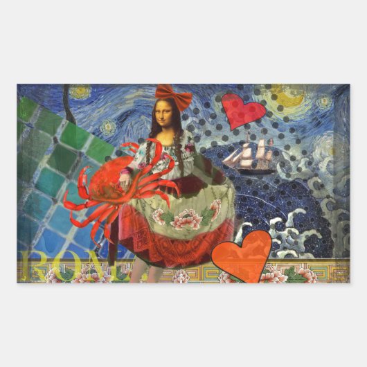 Mona Lisa Fun Zodiac Whimsical Rechthoekige Sticker (Voorkant)