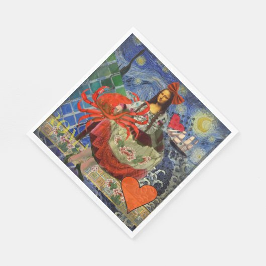 Mona Lisa Fun Zodiac Whimsical Servet (Hoek)