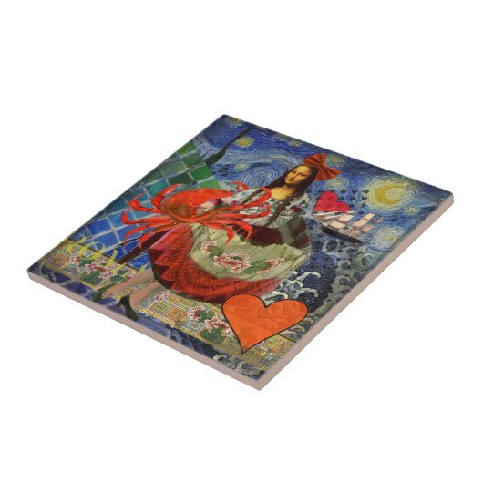 Mona Lisa Fun Zodiac Whimsical Tegeltje (Zijkant)