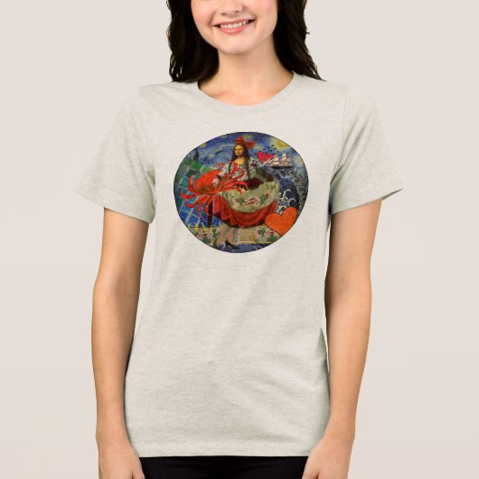 Mona Lisa Fun Zodiac Whimsical  Tri-Blend Shirt (Voorkant)