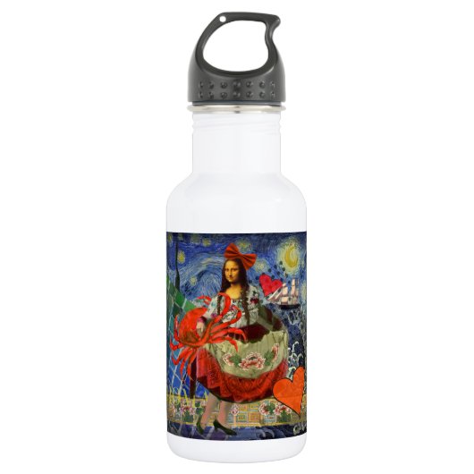 Mona Lisa Fun Zodiac Whimsical Waterfles (Voorkant)