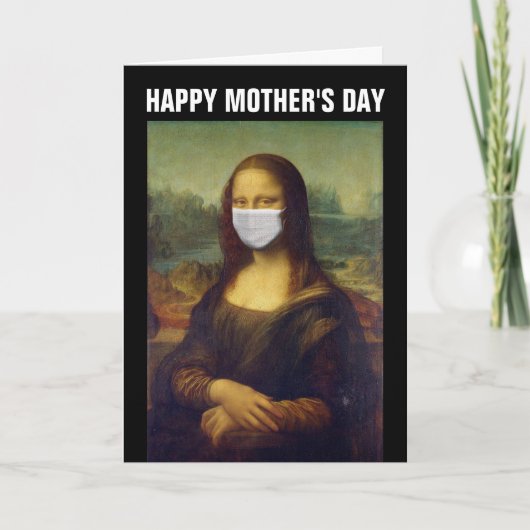 MONA LISA FUNNY 2020 MOEDERDAG KAART, FACE MASK KAART (Voorkant)