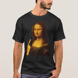 Mona Lisa Funny Painting Middle Finger Sticker2738 T-shirt