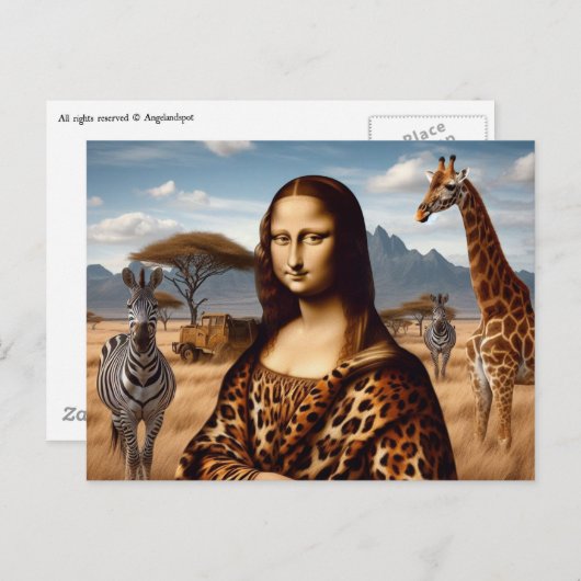 Mona Lisa gaat op Safari Briefkaart (Voorkant / Achterkant)