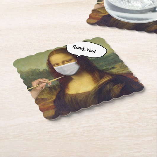 Mona Lisa gemaskeerd Kartonnen Onderzetters (Gebogen)