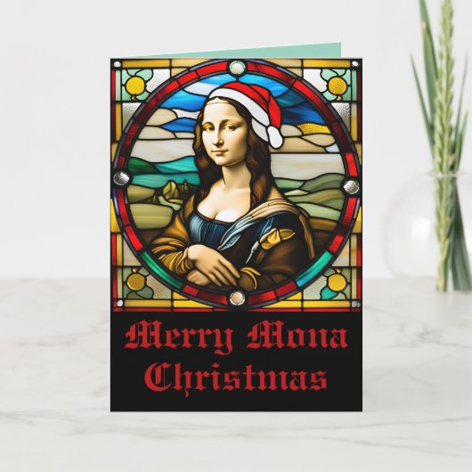 Mona Lisa Glas-in-lood Kerstmis Kaart (Voorkant)