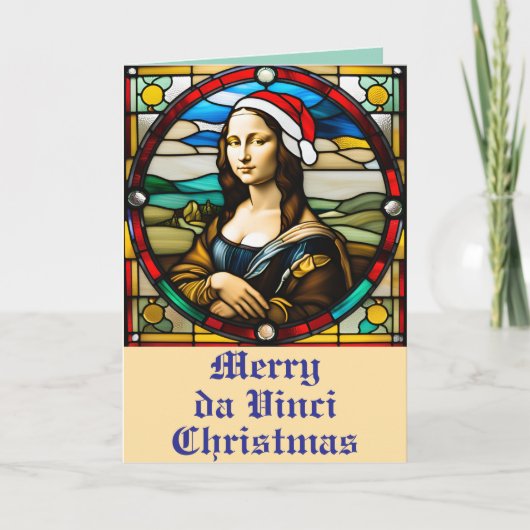 Mona Lisa Glas-in-lood Kerstmis Kaart (Voorkant)
