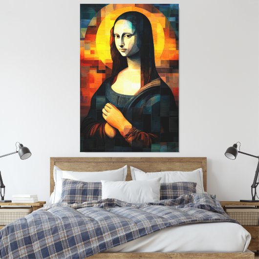 Mona Lisa Glas in lood Mozaïek Kunstwerk Canvas Afdruk (Insitu (Slaapkamer))