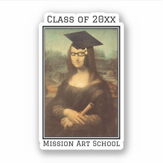 Mona Lisa Glasses Afstuderen Sticker (Voorkant)