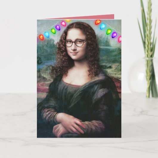 MONA LISA GOLVEND HAAR GRAPPIGE KERSTKAARTEN KAART (Voorkant)