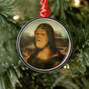 Mona Lisa Gorilla Aap Metalen Ornament