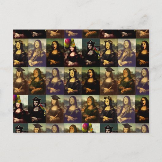 Mona Lisa Grappig Gezicht Briefkaart (Voorkant)