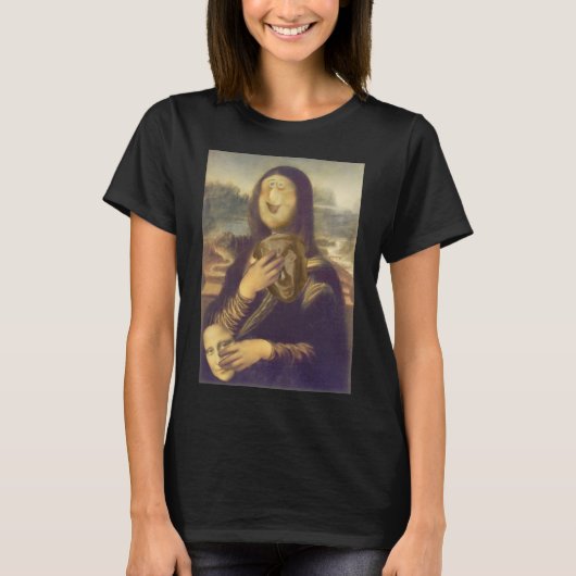 Mona Lisa grappig gezicht T-shirt (Voorkant)