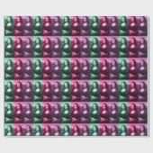 Mona Lisa Green Pink Paars Cadeaupapier (Vlak)