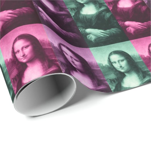 Mona Lisa Green Pink Paars Cadeaupapier (Rol Hoek)