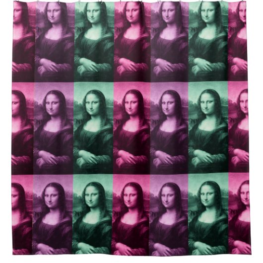 Mona Lisa Green Pink Paars Douchegordijn (Voorkant)
