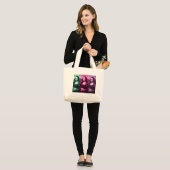 Mona Lisa Green Pink Paars Grote Tote Bag (Voorkant (model))