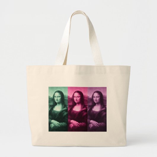 Mona Lisa Green Pink Paars Grote Tote Bag (Voorkant)