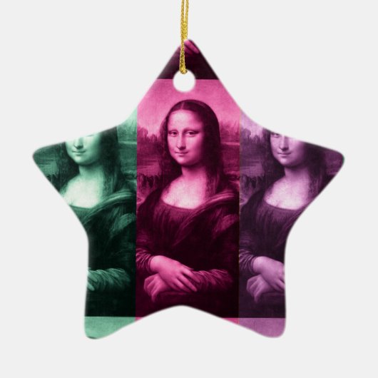 Mona Lisa Green Pink Paars Keramisch Ornament (Voorkant)