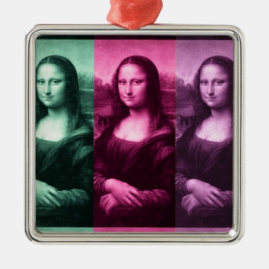Mona Lisa Green Pink Paars Metalen Ornament (Voorkant)