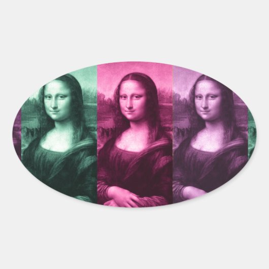 Mona Lisa Green Pink Paars Ovale Sticker (Voorkant)