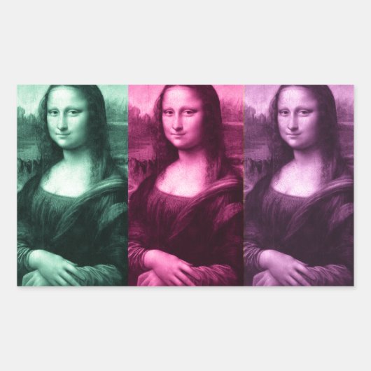 Mona Lisa Green Pink Paars Rechthoekige Sticker (Voorkant)