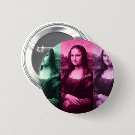 Mona Lisa Green Pink Paars Ronde Button 5,7 Cm (Voorkant /achterkant)