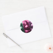 Mona Lisa Green Pink Paars Ronde Sticker (Envelop)