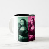 Mona Lisa Green Pink Paars Tweekleurige Koffiemok (Voorkant links)