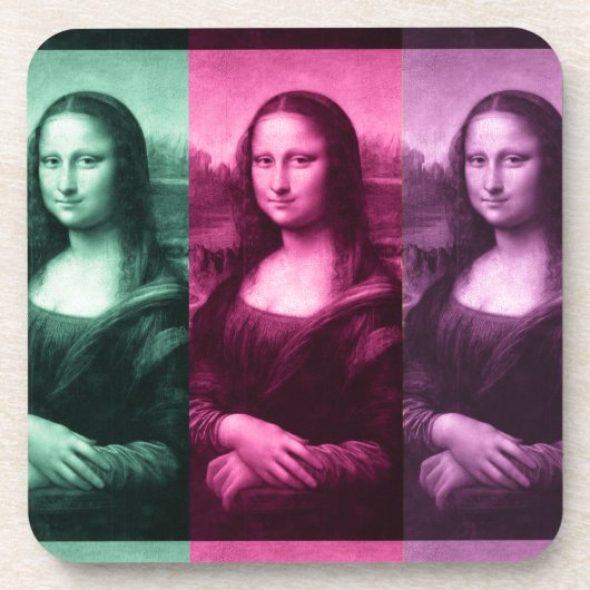 Mona Lisa Groen Roze Paars Onderzetter (Voorkant)