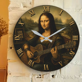 Mona Lisa Guitarist  Funny Acoustic Guitar Grote Klok