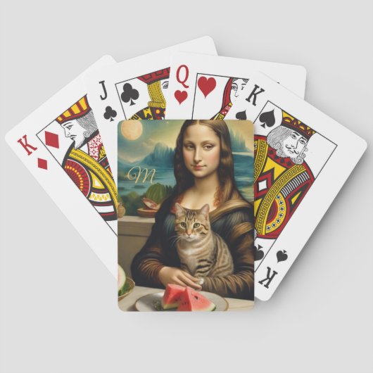 Mona Lisa & haar kat  -  monogram  Pokerkaarten (Achterkant)