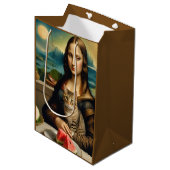 Mona Lisa & haar kat - Zomerstemming \ Medium Cadeauzakje (Voorkant Gekanteld)