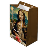 Mona Lisa & haar kat - Zomerstemming \ Medium Cadeauzakje (Achterkant Gekanteld)
