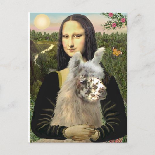 Mona Lisa & Haar Lama Briefkaart (Voorkant)