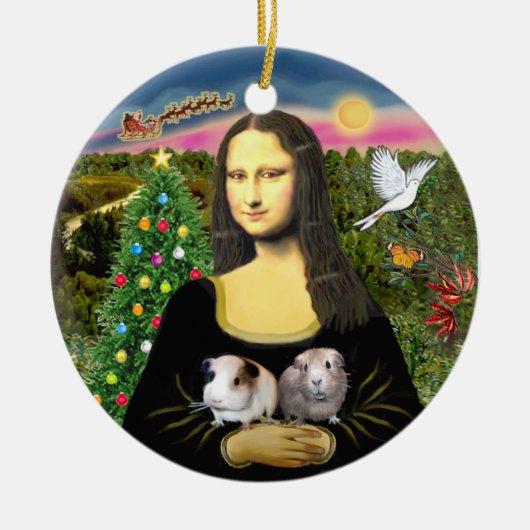 Mona Lisa & haar twee cavia's Keramisch Ornament (Voorkant)