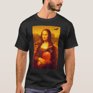 Mona Lisa Halloween Pompoen Pop Art Gioconda voor T-shirt